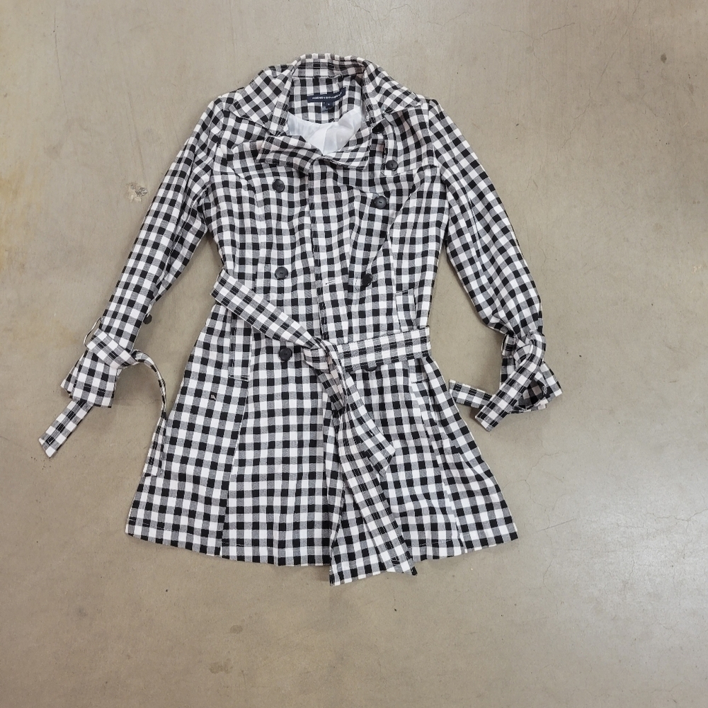 Checkered French Connection Trench Coat